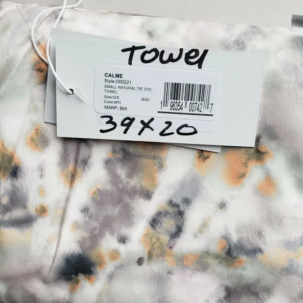 Calme By Johnny Was Natural Tie Dye Print 39x20 SMALL Gym Towel NEW
